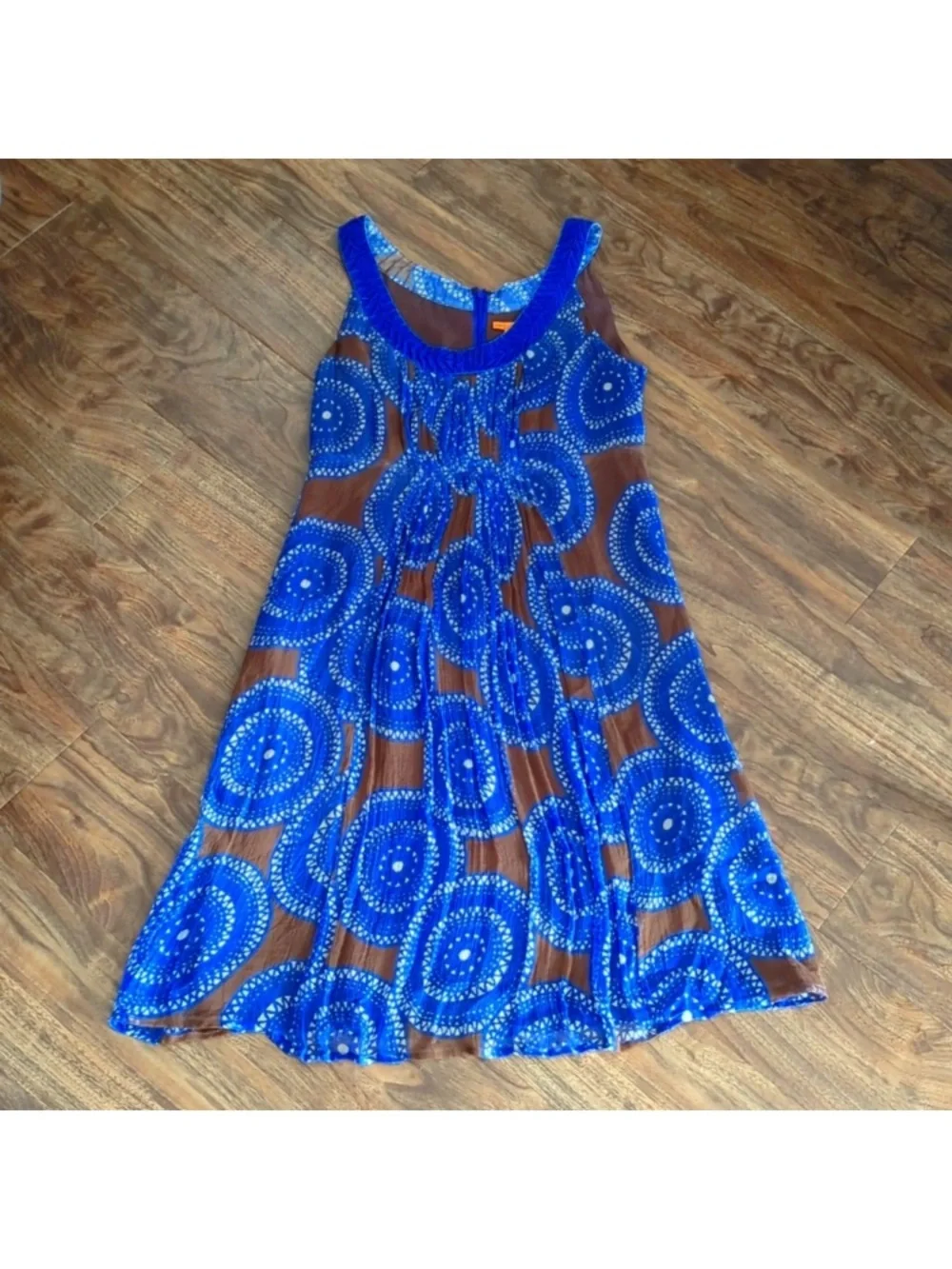 Blue Patterned Girls' Sleeveless Dress